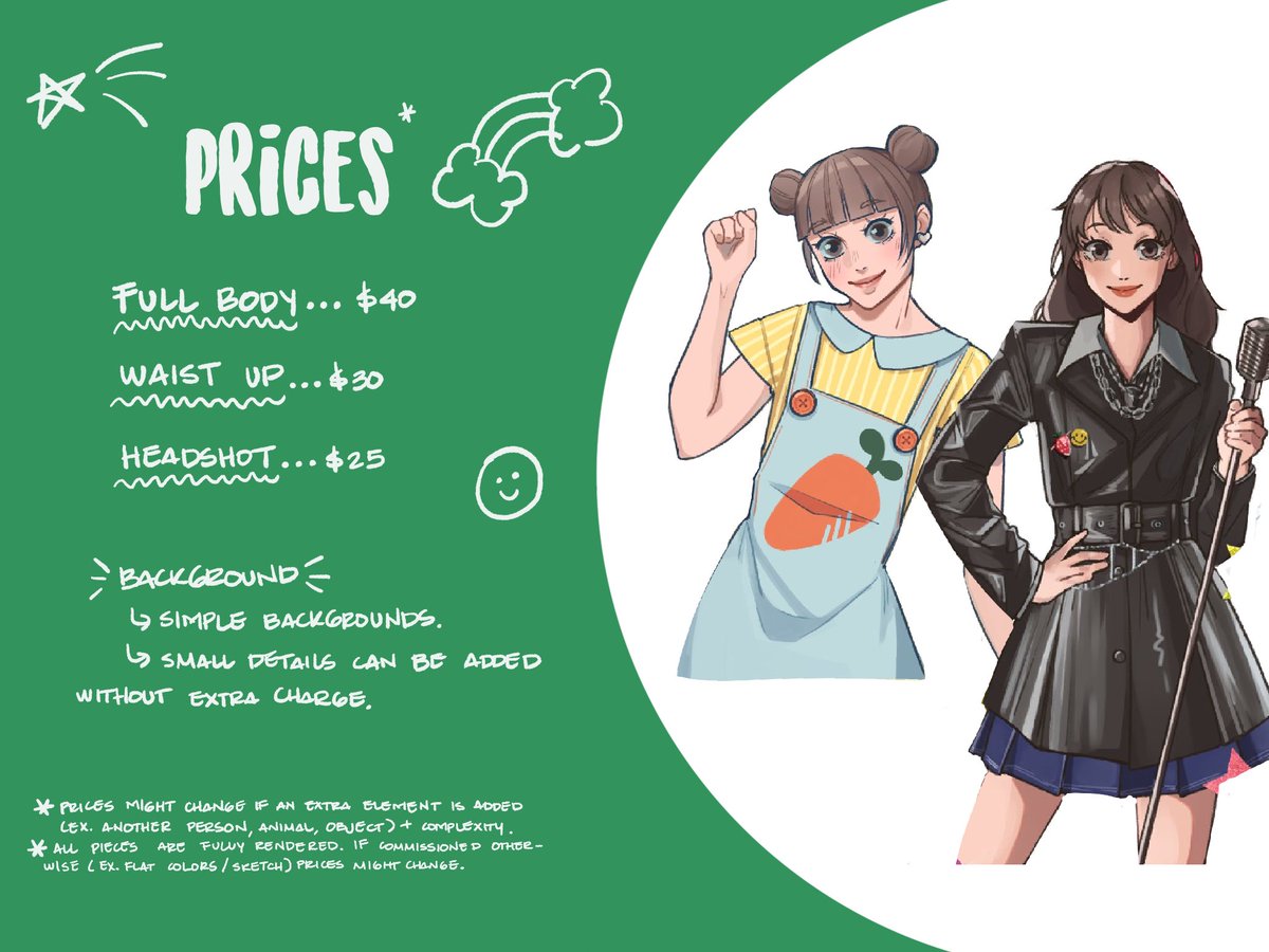 00bit_'s tweet image. COMMISSIONS ARE OPEN!! all specifications are down below. Please help by rt and sharing💓🍀