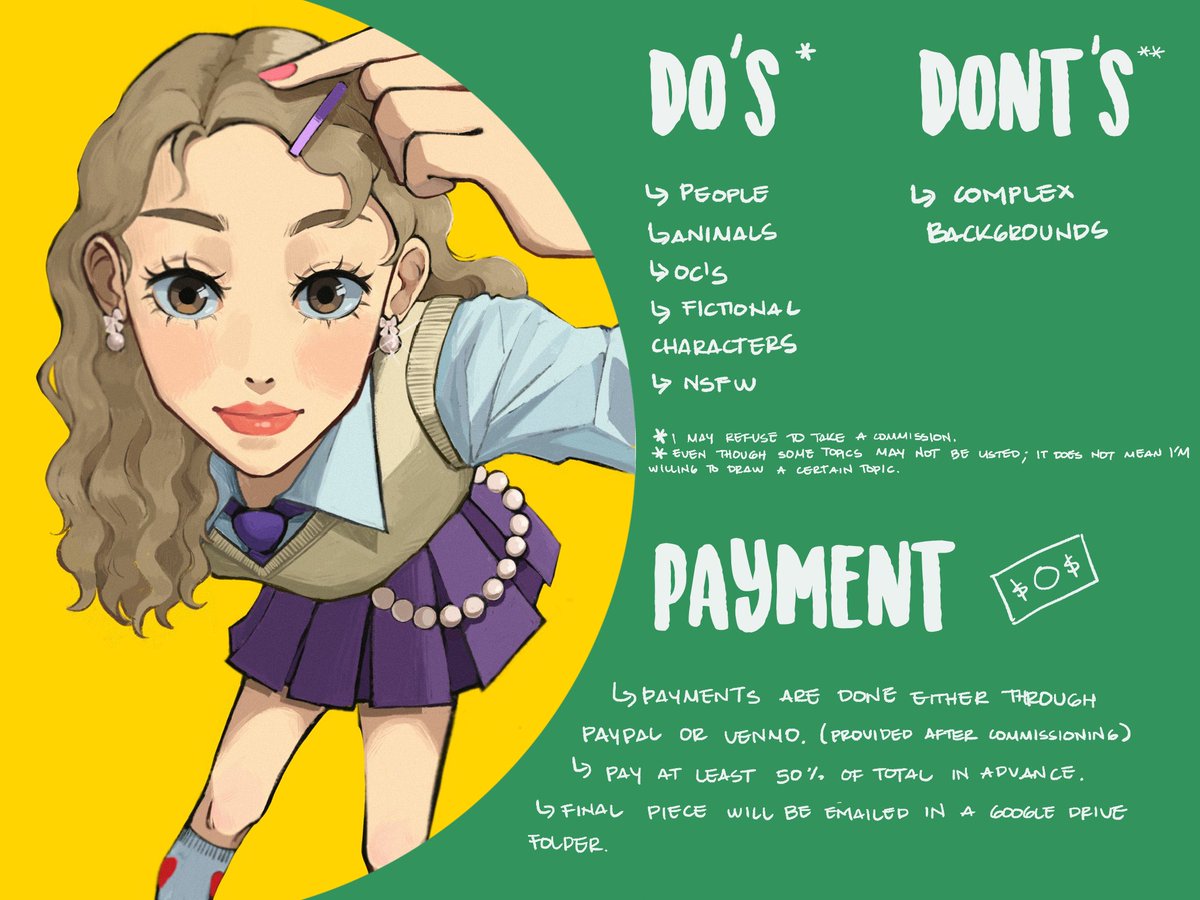 00bit_'s tweet image. COMMISSIONS ARE OPEN!! all specifications are down below. Please help by rt and sharing💓🍀