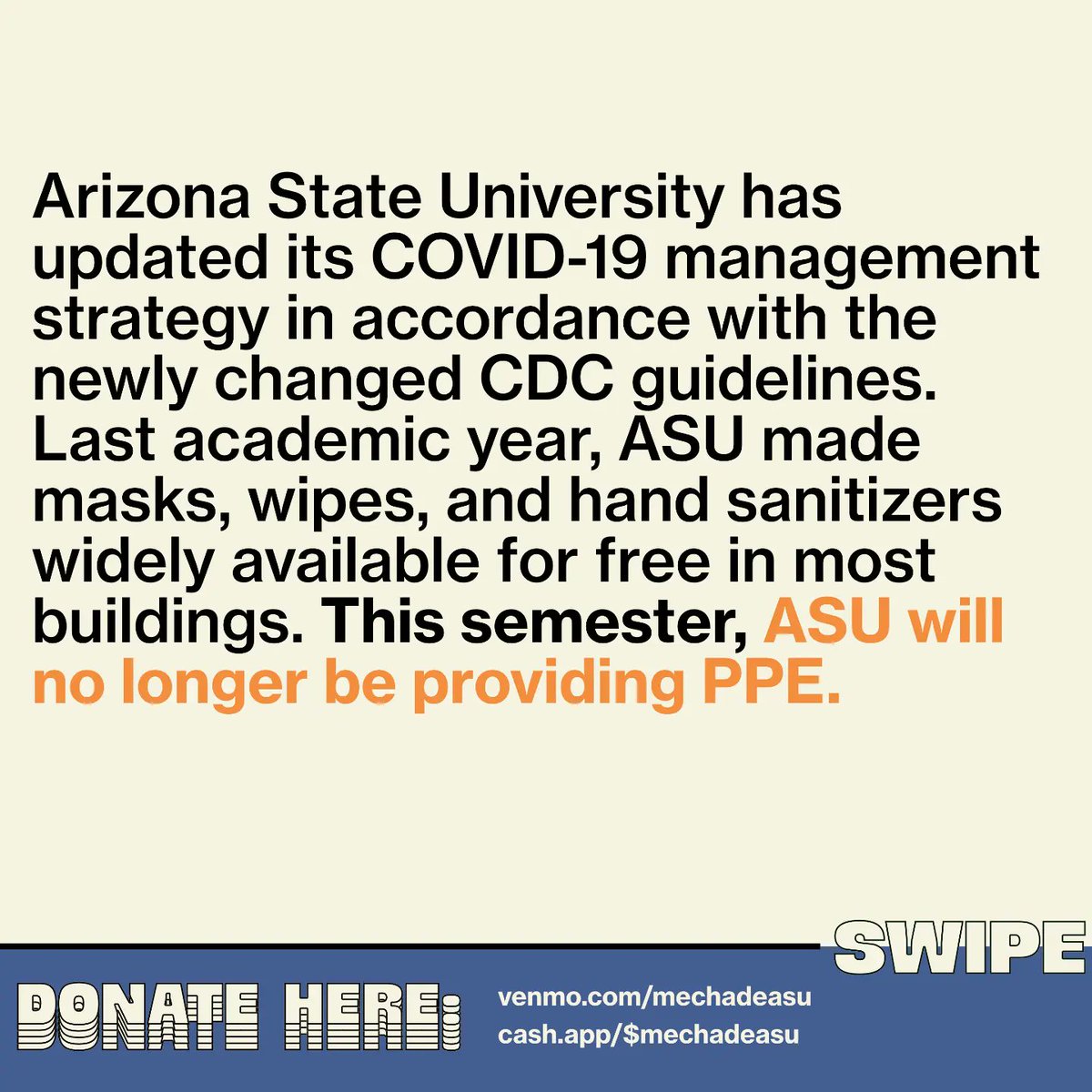 SFSASU's tweet image. We stand with @mechadeasu, @ydsa_asu, and @sjpasu to ensure health and safety for members in the community. Please donate to Mecha's Venmo/CashApp to purchase necessary PPE.