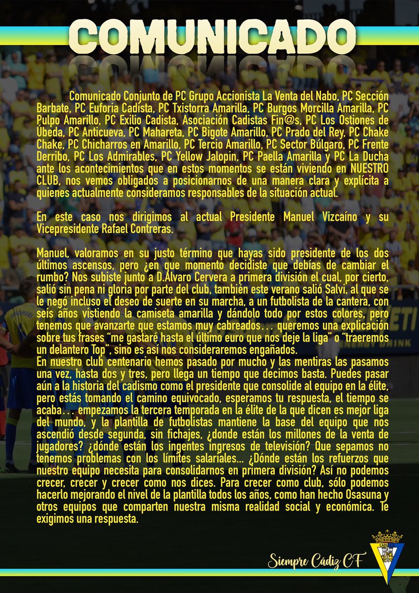 BA1982Oficial's tweet photo. El cadismo se mueve, no podíamos dejar de hacerlo junto a él. Compartimos el mensaje de indignación y preocupación de las peñas cadistas firmantes y nos adherimos al comunicado. https://t.co/RGwXK33BDE