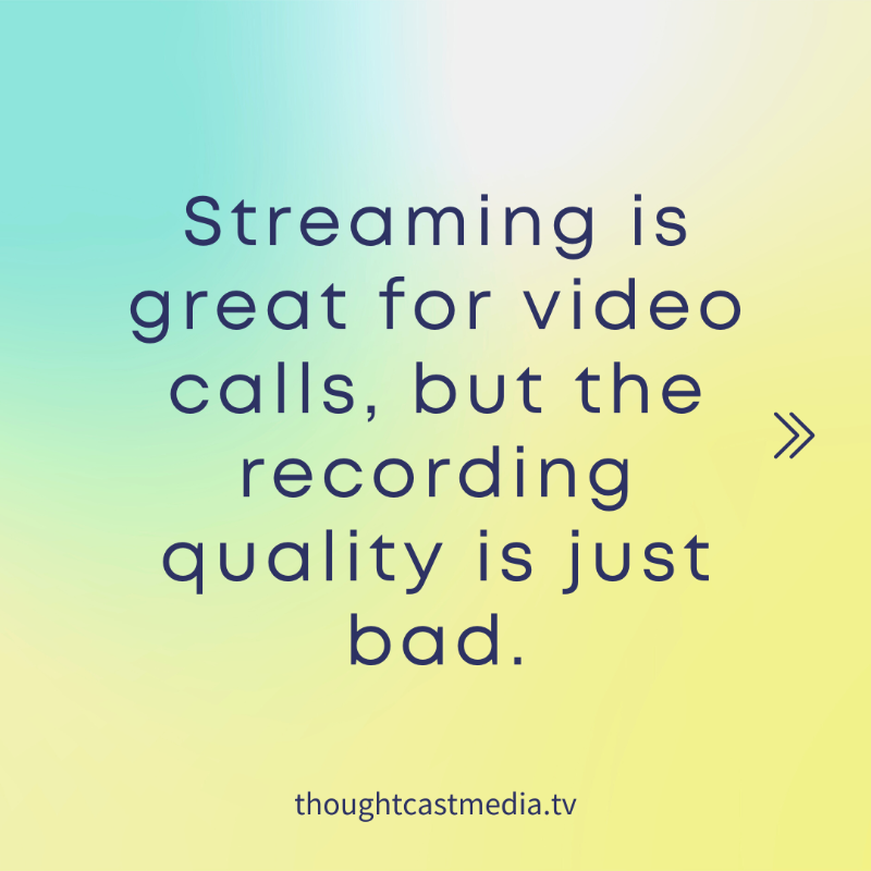 RemoteVideoPros's tweet photo. Streaming is great for video calls, but the recording quality is just plain bad.

Consider these tips when recording your videos with remote subjects!