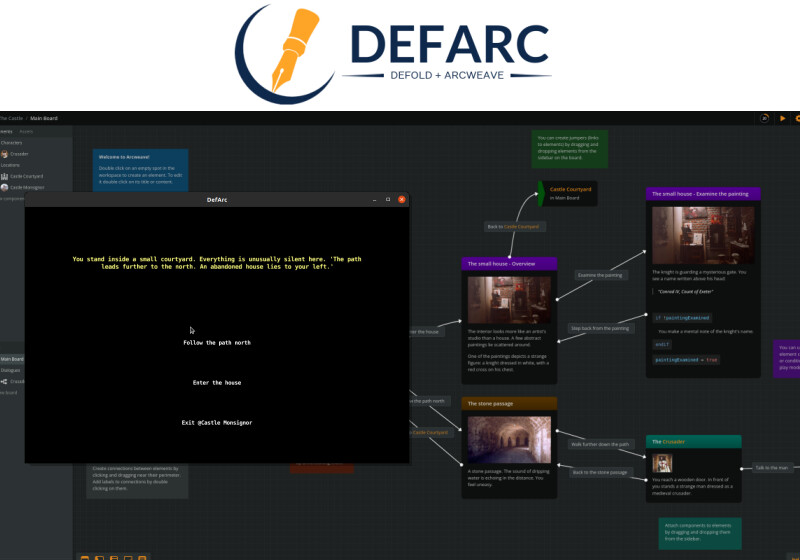 pawel_developer's tweet photo. I've updated my #opensource DefArc - a #Defold/Lua module for #Arcweave projects!
The version supports now all the features from the original Arcweave example project, e.g. ArcScript condition checking, variables saving or jumpers.
Check out the details:
https://t.co/8MFNJj6cv3 https://t.co/ORXbDKmFUI