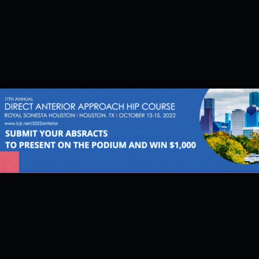 •Call for Abstracts•

Fellows and residents, there is still time to submit your abstracts for our Direct Anterior Approach Course. Click the link below to get all the information. Good luck! 

app.smartsheet.com/b/form/2d02c15…