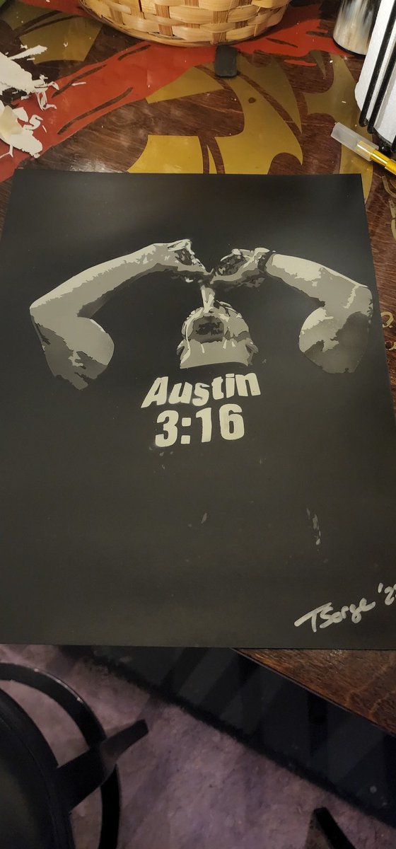 GruntS7's tweet photo. My spray paint of Stone Cold Steve Austin
11x14s available
$20
DM for info
@steveaustinBSR https://t.co/PvEesyFLRw