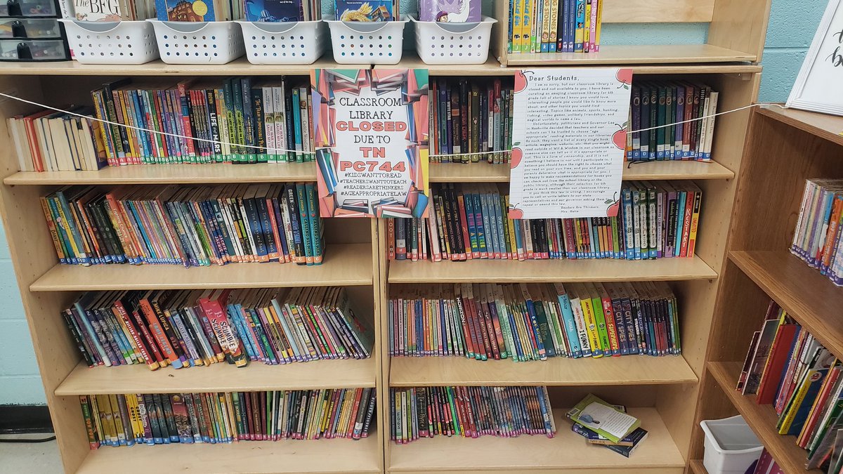This hurts my heart, but my classroom library is closed to my students due to the demands on teachers in response to Tennessee's 'age appropriate' law PC744.  #standingupforwhatsright #readerswanttoread #pc744 #tennesseeteachers #ageappropriatelaw