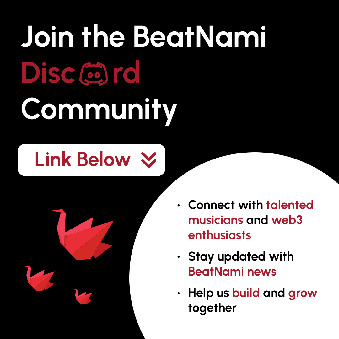 BeatNami's tweet photo. Community is the name of the game for every musician and web3 enthusiast 🫂

Join our discord community and get connected with us 
Link: https://t.co/jj0weDkllN

We look forward to meeting some amazing people 🌊

#NFT #nftart #NFTCommmunity #Discord #musicnft https://t.co/Z1b6usixaS