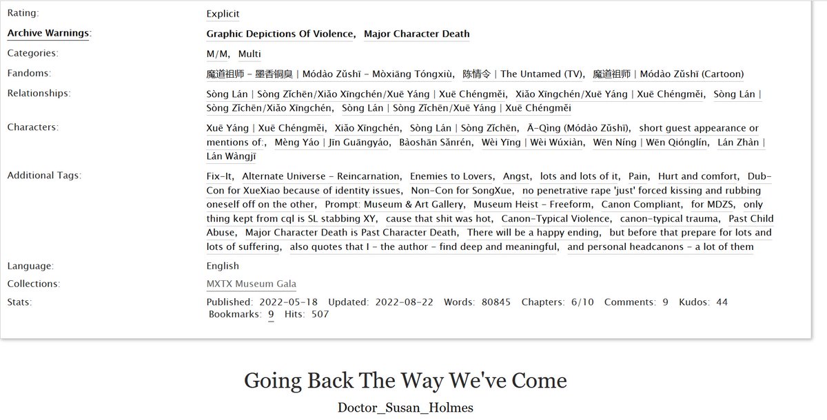 SueBue1997's tweet photo. My first #SongXueXiao fic ; written for @MXTXMuseumGala ; on AO3
Enemies to Lovers 
Reincarnation AU
Fix-it by transmigrating into the others' past selves
lots of good old
💭 angst &amp; pain 
💭 hurt &amp; suffering
💭but eventual happy ending
#mxtsmuseumgala

Link: ⬇️⬇️⬇️ https://t.co/GyVUCyIkJJ