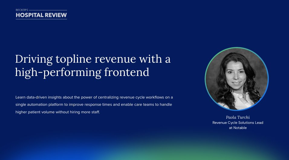 Sziapao's tweet photo. I can't wait to join @BeckersHR tomorrow to discuss how intelligent automation can drive revenue for healthcare organizations. Sounds interesting? I’ll drop a link to register in the comments. Hope to see you there. #healthcare #intelligentautomation #notable https://t.co/I7NOQJvpM7