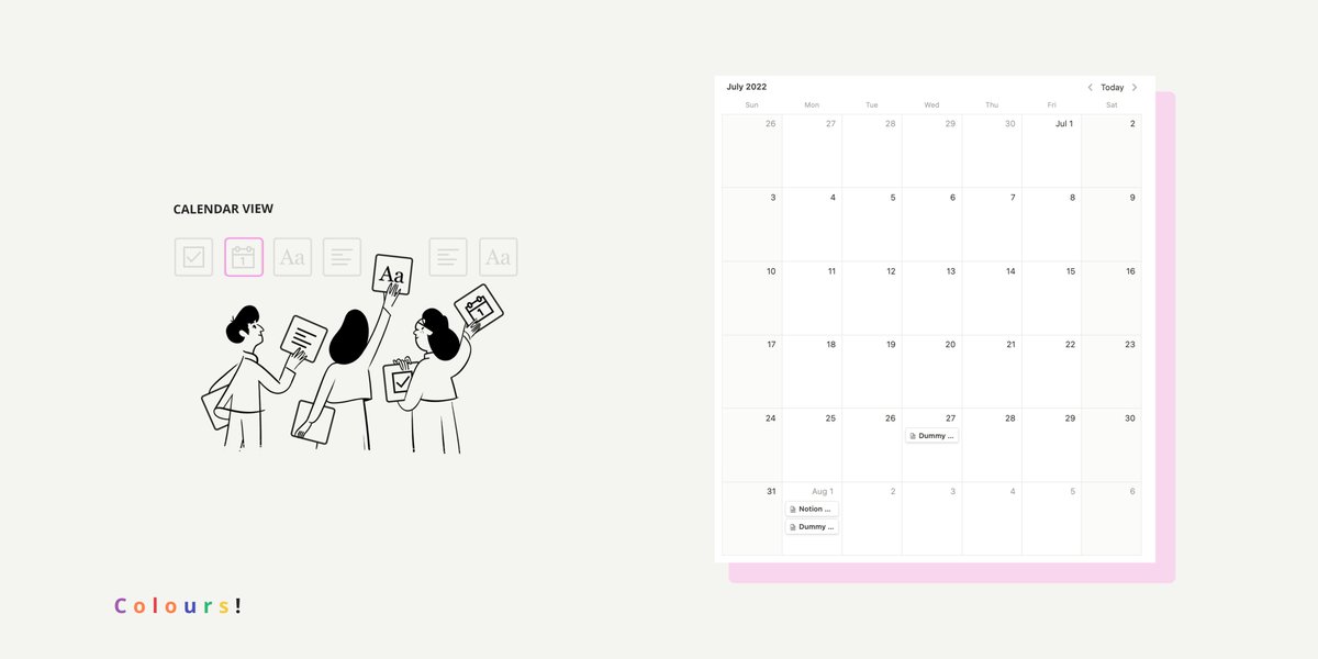 Storyboard for Colours! as if it were Notion’s landing page. #notiontwt. Follow the link in my bio for access.