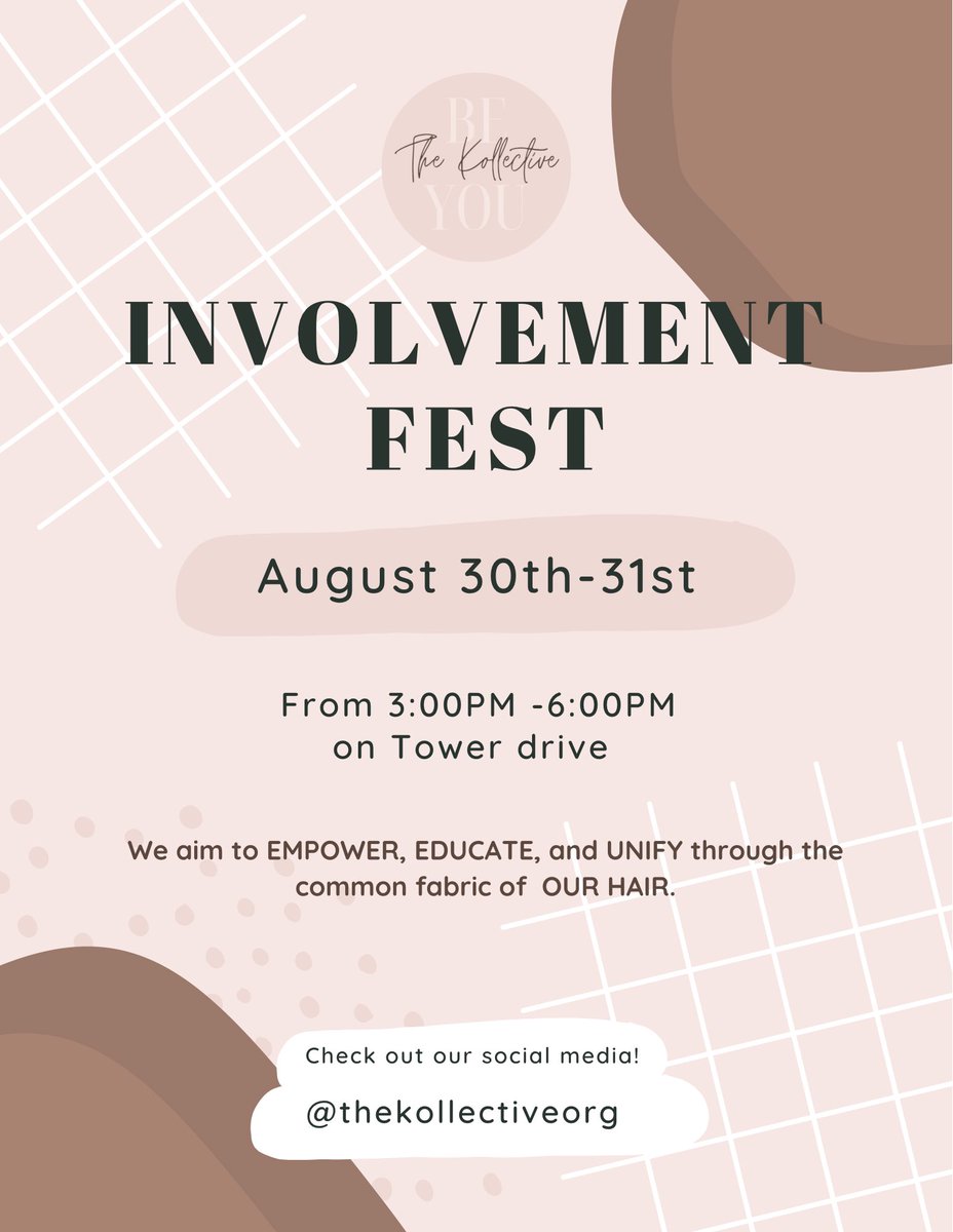 kollectiveorg's tweet photo. New to campus? Have Questions? Come see us and ask away at the Involvement Fest! See you there! https://t.co/KQ2gc9WBKm