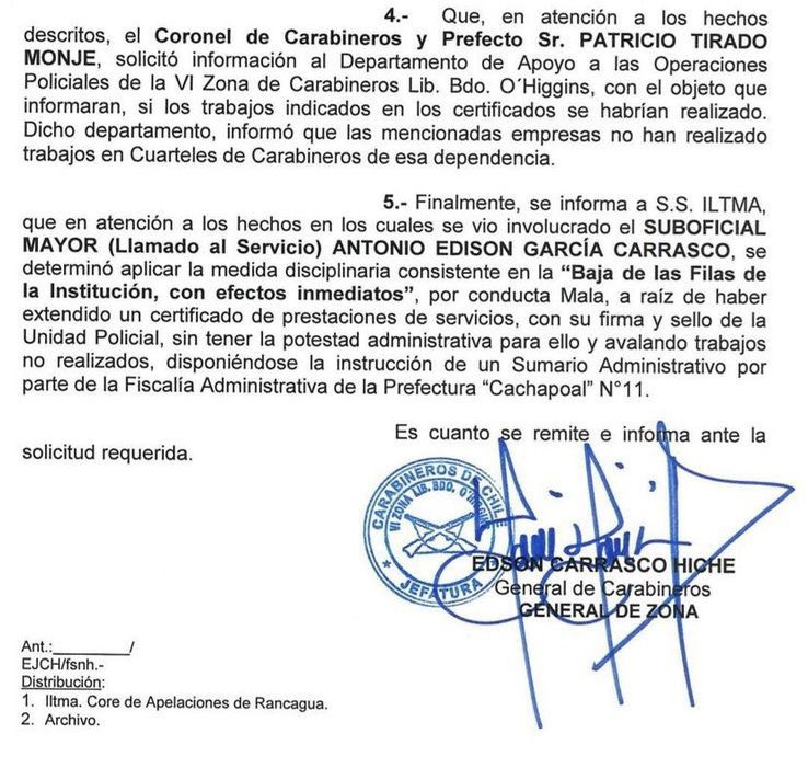 RcguaTransparen's tweet photo. @observafiscalcl @T13 @Contraloriacl Tan FALSOS que un funcionario policial fue DADO DE BAJA por certificar algo nunca realizado 

Luego “Javier Cornejo Diez de Medina” los duplica a nombre de otras empresas

Carabineros actuó bastante más rápido que @Cormun_Rancagua 

#RancaguaElGranFraude https://t.co/UT6r14aCQi