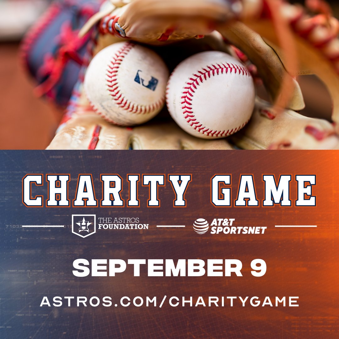 The #AstrosFoundation and @ATTSportsNetSW are excited to announce the annual Charity Game which will be on Friday, September 9th as we take on the Los Angeles Angels at Minute Maid Park. Check out astros.com/charitygame for more information!
