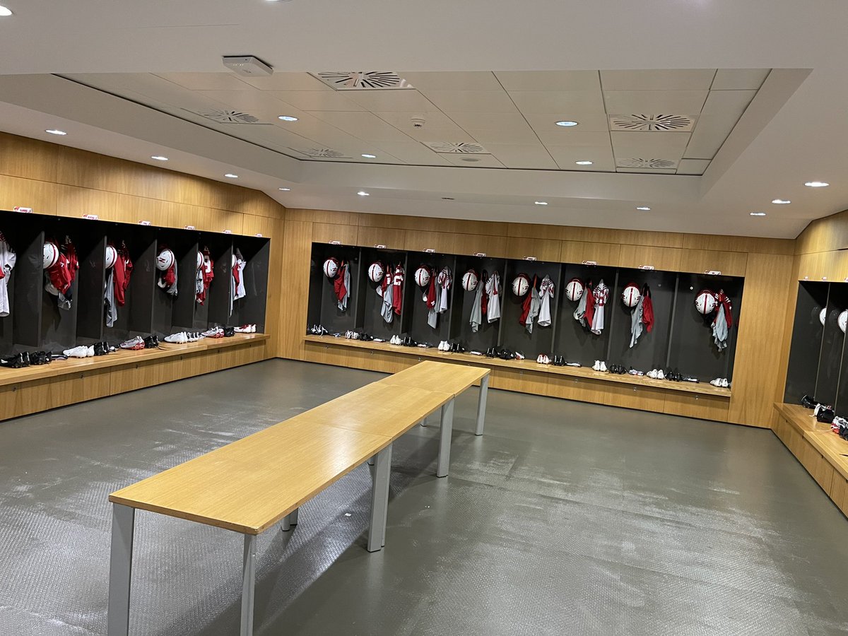 NUequipment's tweet photo. Locker room is setup and ready to go in Dublin. @cfbireland #Huskers #GBR https://t.co/1vGSh194YM