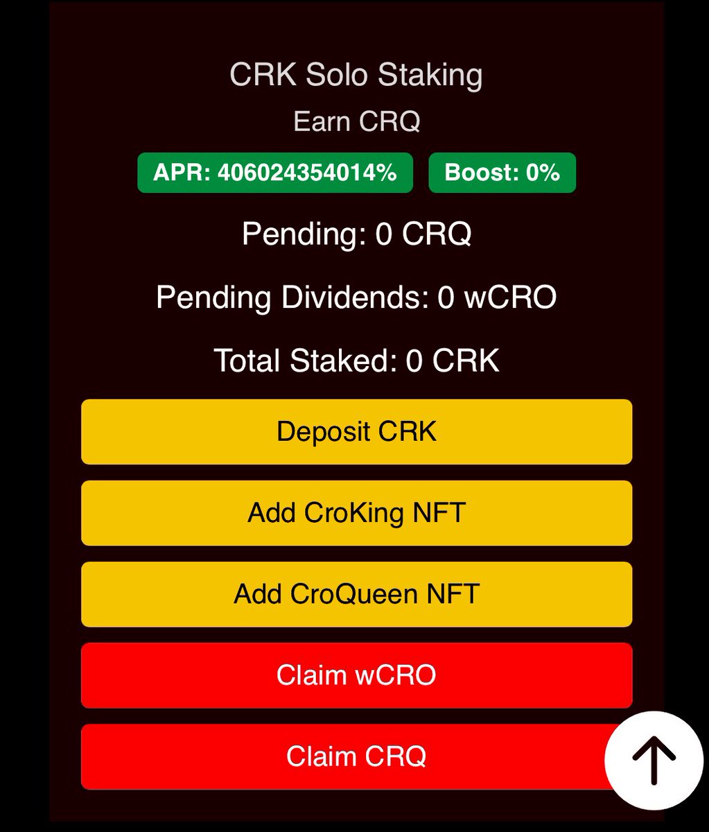 MissionCRO's tweet photo. New Staking Pool is Live! Stake your $CRK and Earn $CRQ - Add up to 3 #CRK and 3 #CRQ #NFTs to your staked tokens for up to a 90% Boost! More Staking Pools Soon 👑 #CroKing #CroQueen #Cro #CroFam #Staking #StakingRewards @NewsCronos @cronosapp @cryptocom https://t.co/40WMBU9M7z