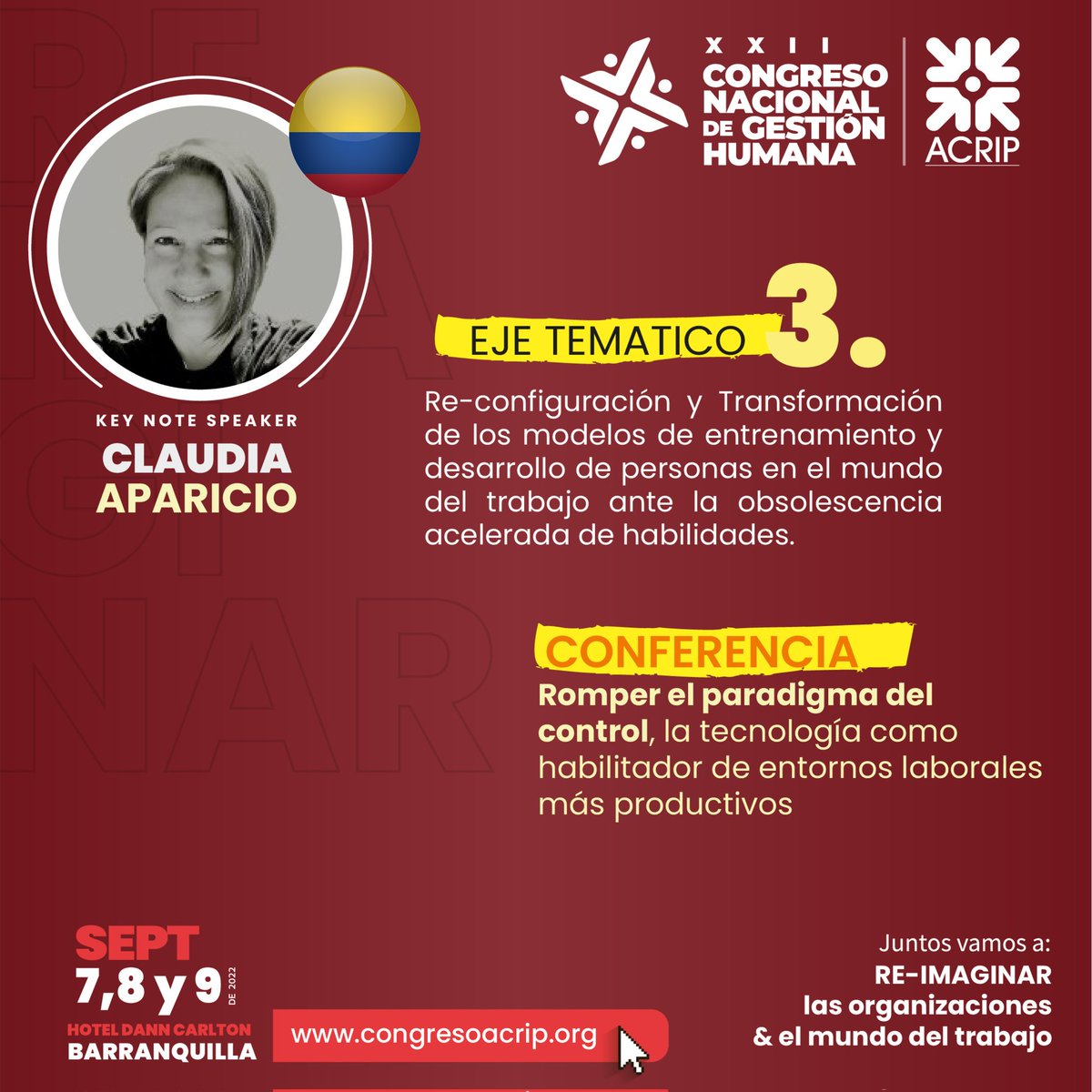 AcripAtlantico's tweet photo. #CongresoACRIP2022 
CLAUDIA YAÑEZ 🇨🇴
Emprendedora serial, miembro de juntas directivas, advisor y profesora en temas de transformación digital. Miembro de DCH. Socia directora de @SingularityU_Co

Inscríbete 🌐 https://t.co/tt1QEPhZe8 https://t.co/7P7RKM5WeZ