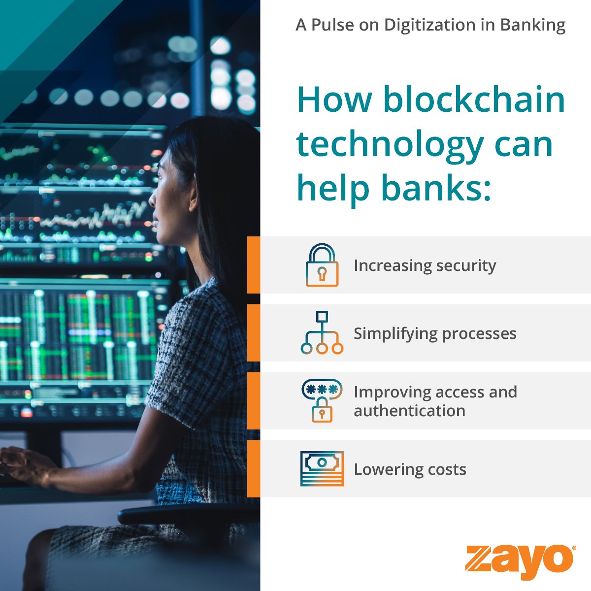 ZayoGroup's tweet photo. Traditional banks are changing their game, taking on new digital tools, and innovating quickly. In this eBook, we explore five trends driving digitization in banking.
https://t.co/7pJNGclN90 https://t.co/PSvhNocFRf