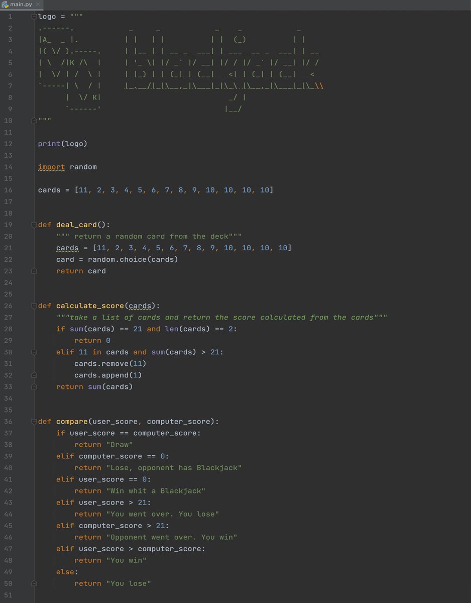 onlycodepy's tweet image. onlycode.py The game of the day, #blackjack

You win🥳🥳🥳🥳

#onlycodepy #onlycode #programing #codeday