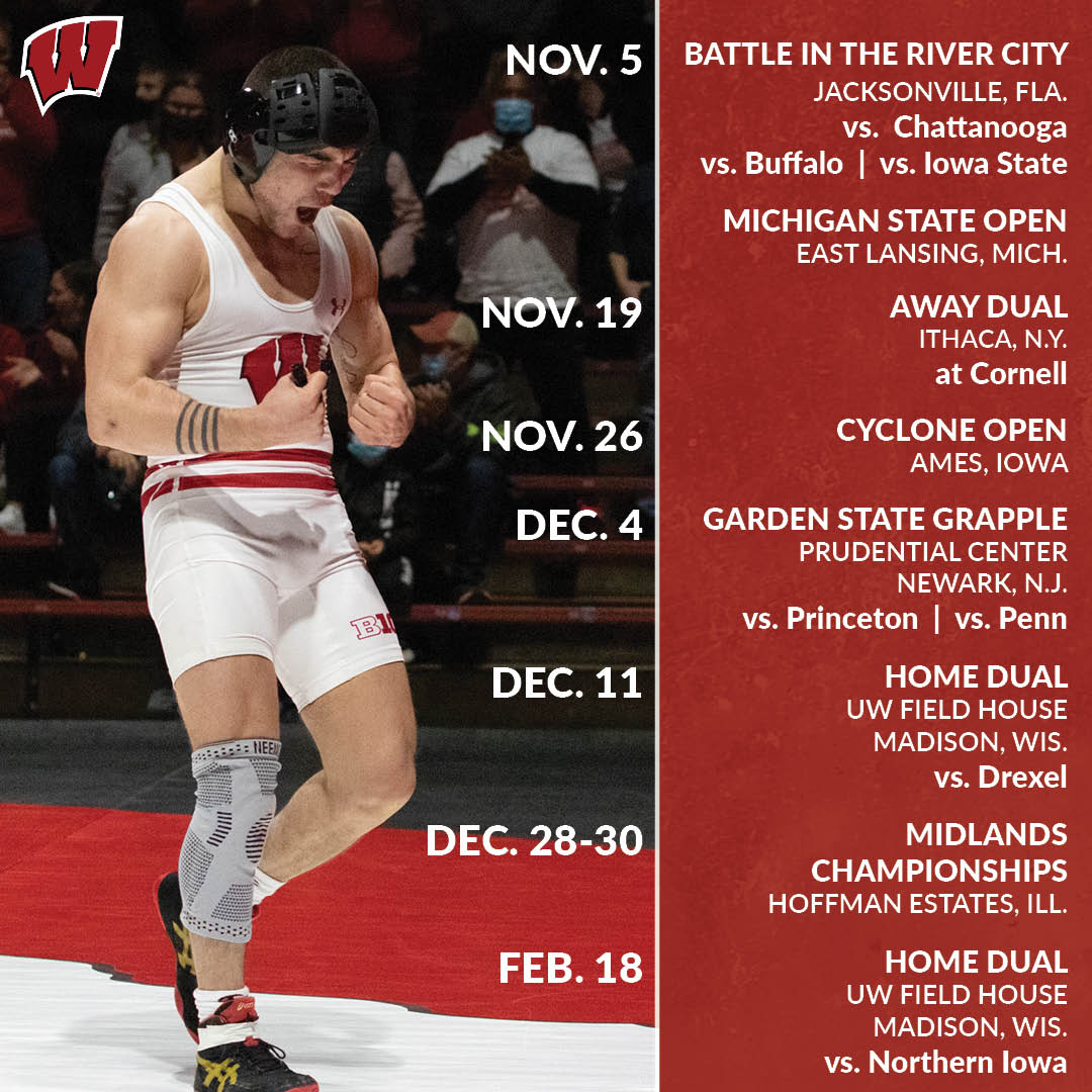 BadgerWrestling's tweet photo. Tick. Tock. Tick. Tock. ⏰
We've got a schedule drop. 

2022 Non-Conference Schedule is here:
https://t.co/fSU27yAaLQ

Full B1G schedule and ticket info coming 🔜 https://t.co/oyeXV7oXbh