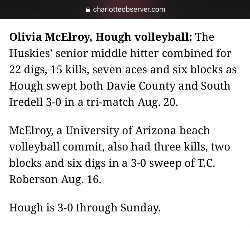 HoughVolleyball's tweet photo. Go vote Olivia McElroy for Athlete of the Week! https://t.co/tK1guBgbdc https://t.co/UvRm1jMkT1