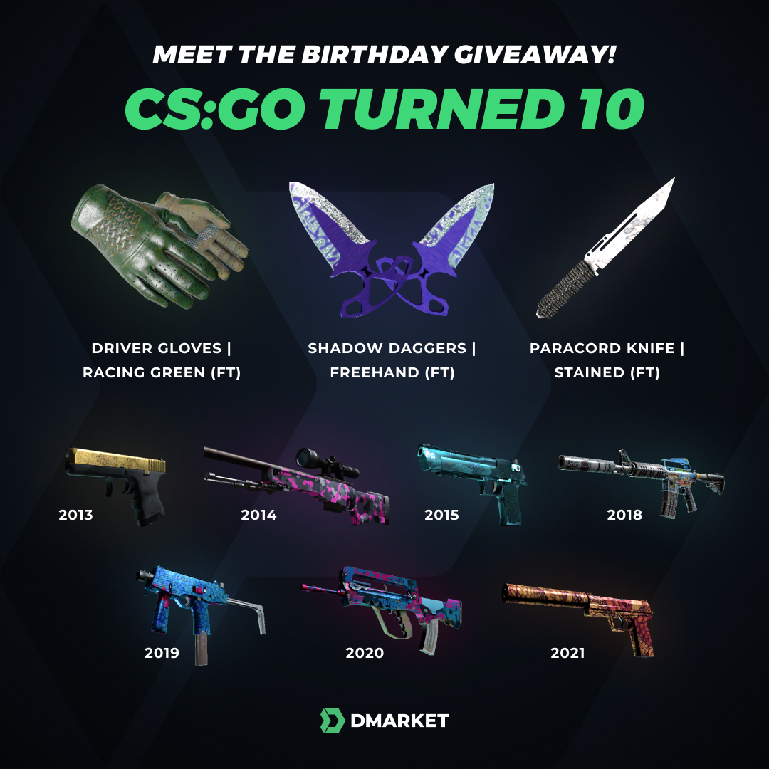 #csgo turned 10! To celebrate this event we are giving away 10 awesome skins!

Hop in to win one of them

Happy Birthday to our favorite game!