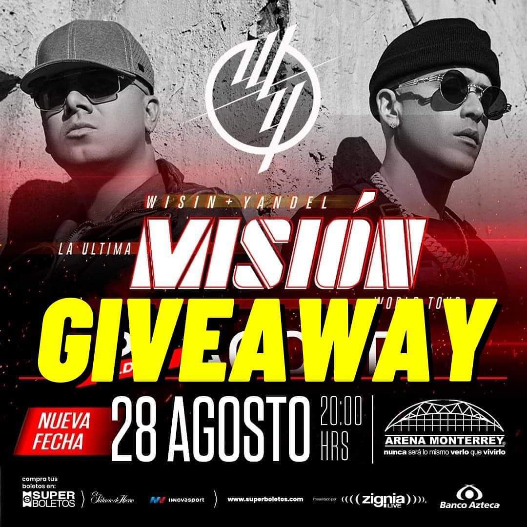 🛑 Gana tu pase doble para La Última Misión de Wisin y Yandel en la <a href="/ArenaMtyOficial/">Arena Monterrey</a> 🛑

Sólo:
1) RT + Follow 
2) Entra aquí: bit.ly/3wmFn7l