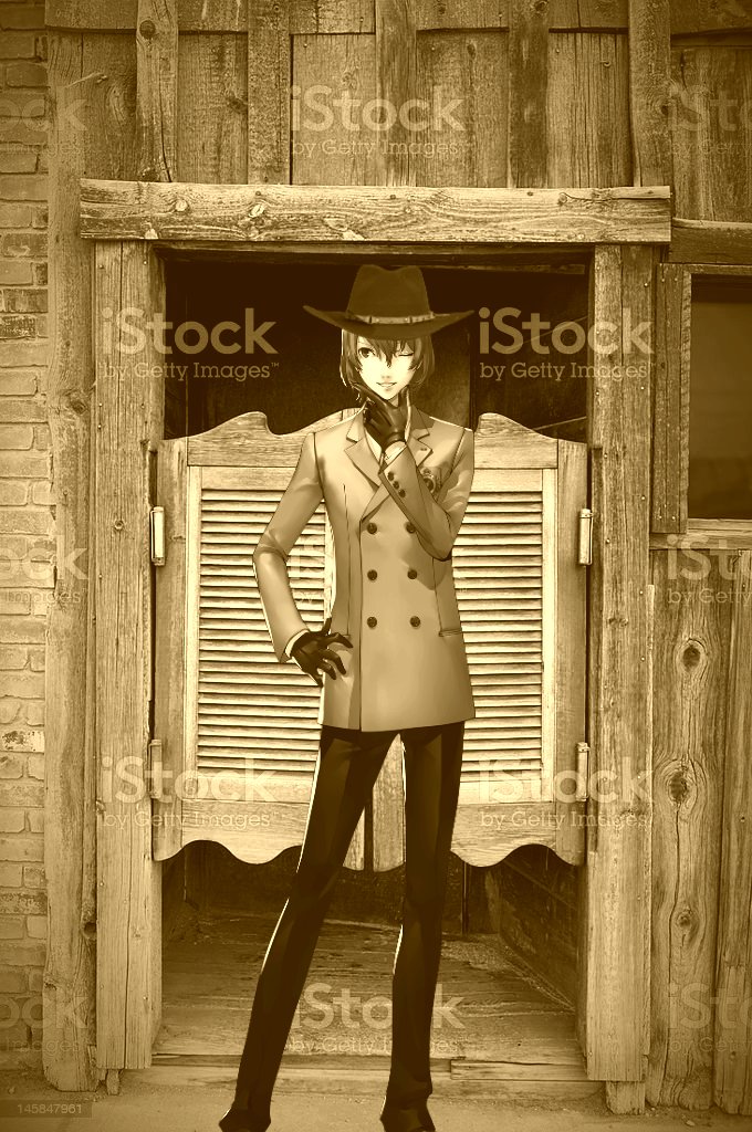 whereisgoro's tweet photo. Goro Akechi should not be in the Wild West! https://t.co/mFNf1rkL4H