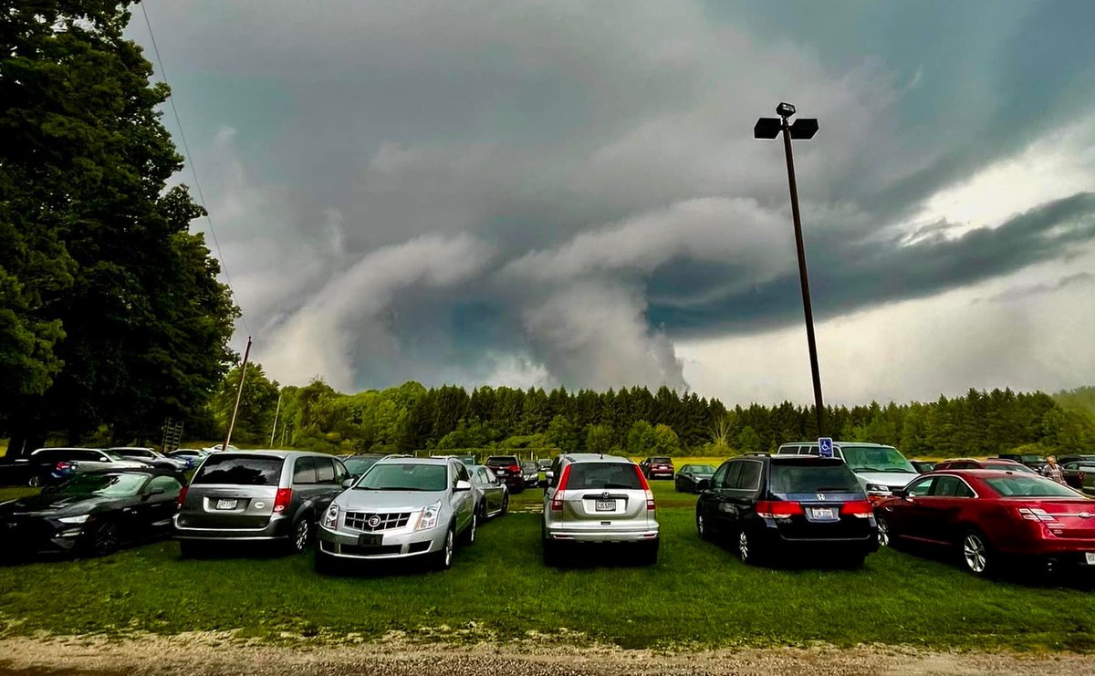 More Impressive Pics from Yesterday's Tornado Warning: Wall Cloud/Possible Funnel moving over Harpersfield Twp (Ashtabula Co, OH). Pic by Nevio Prosen.