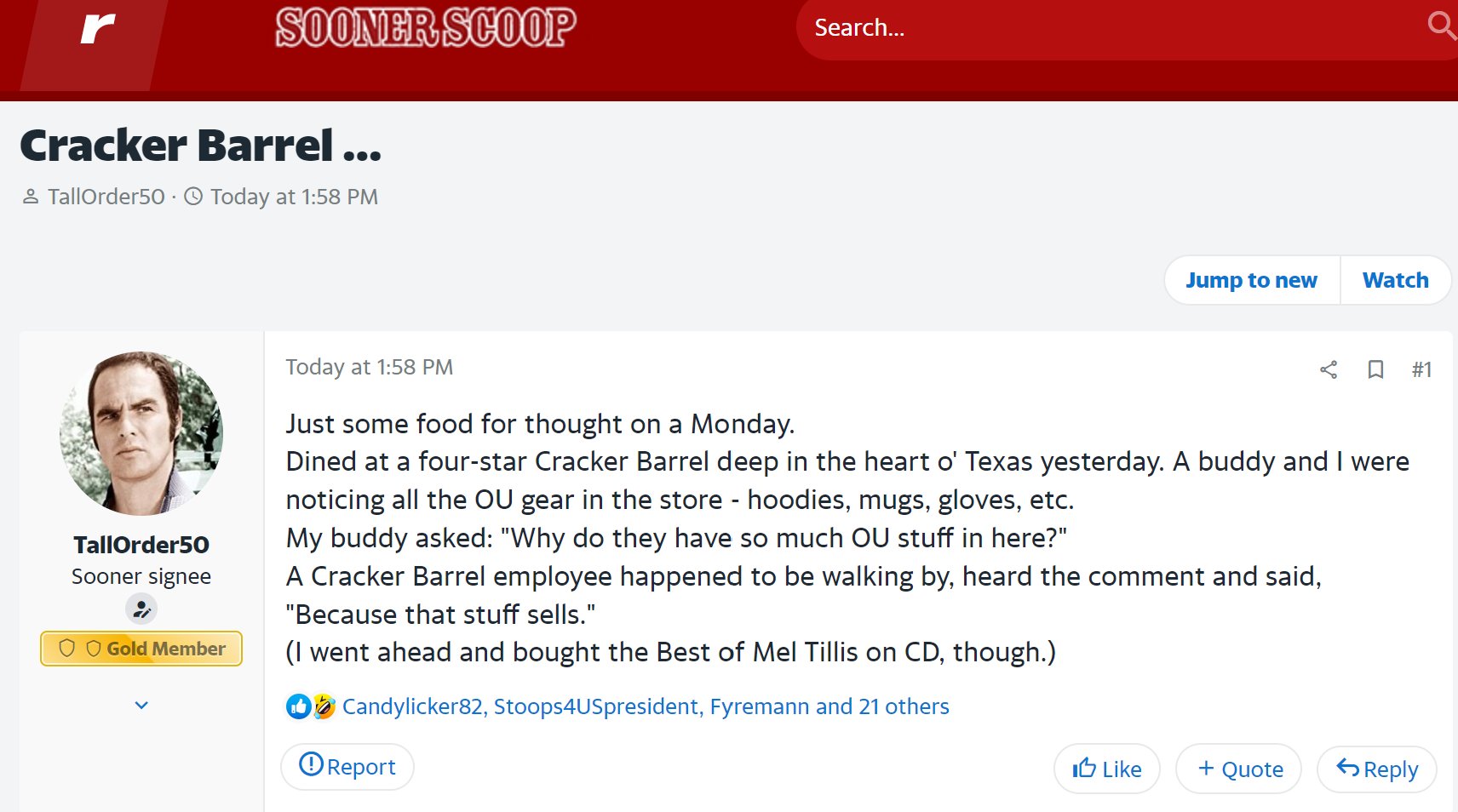 Message board geniuses on twitter oklahoma gear is flying off the