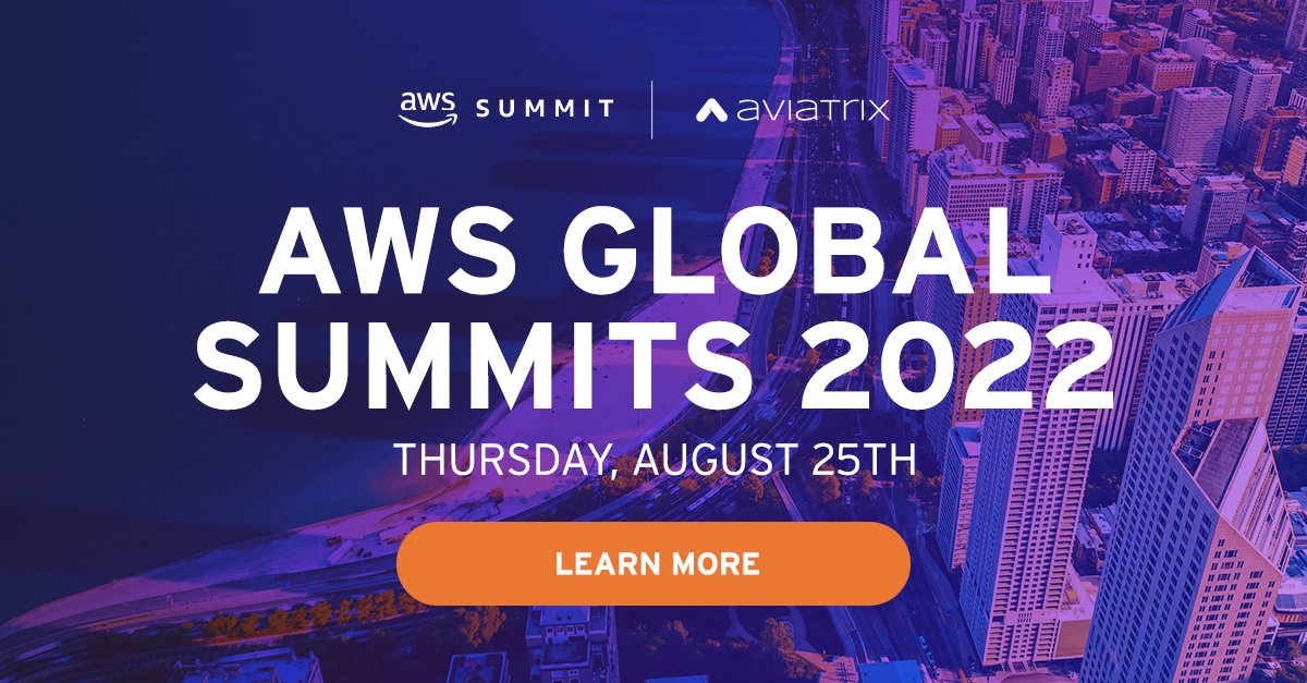 aviatrixsys's tweet image. We&apos;re heading to Chicago this week! Find us at the AWS Summit at booth #510 on Thursday, August 25th. You don&apos;t want to miss our talk on #CloudNetworking at the Athena Theater on the Expo Floor from 4:30pm-5pm.

Register here: links.aviatrix.com/3psHUJ4

#awsglobalsummit