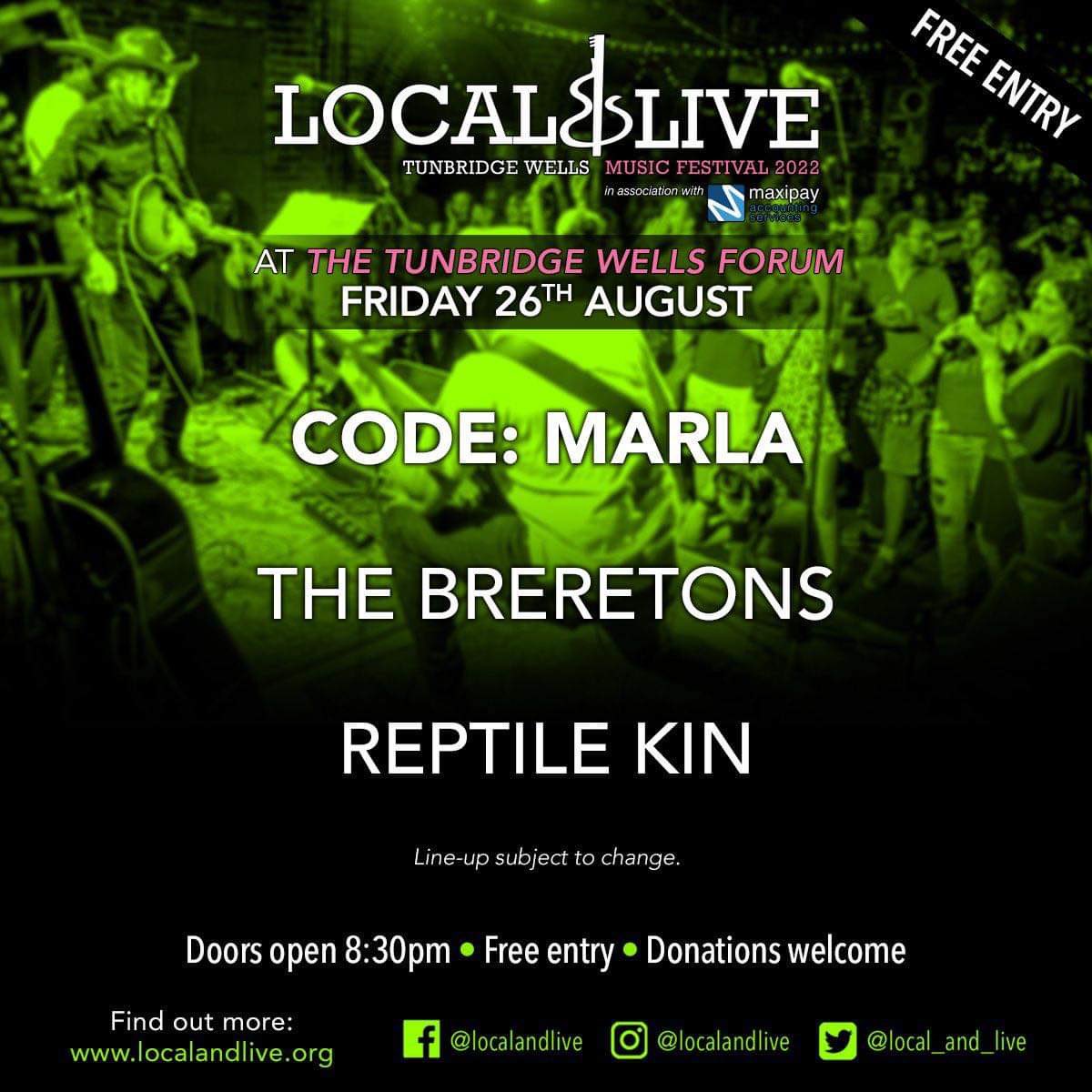 Friday at Calverley Grounds + Friday night at The Forum! <a href="/wilton_mike/">Mike Wilton</a> <a href="/dullknifeband/">Dull Knife</a>  <a href="/blackdeerfest/">Black Deer Festival</a> <a href="/TWellsCouncil/">TWBC</a> <a href="/timeslocalnews/">Times Local News</a> <a href="/SoMagazines/">SO Magazines</a> <a href="/FofGH/">Friends of GH Park</a> #localandlive #livemusic #freefestival #gig #TunbridgeWells <a href="/TheBreretons/">The Breretons</a> <a href="/reptile_kin/">Reptile Kin</a> <a href="/TWdwntwn/">dwnTWn</a> <a href="/tw_events/">Tunbridge Wells Events 👑</a> <a href="/twforum/">tunbridgewellsforum</a> <a href="/SankeysRTW/">Sankey's in RTW</a>