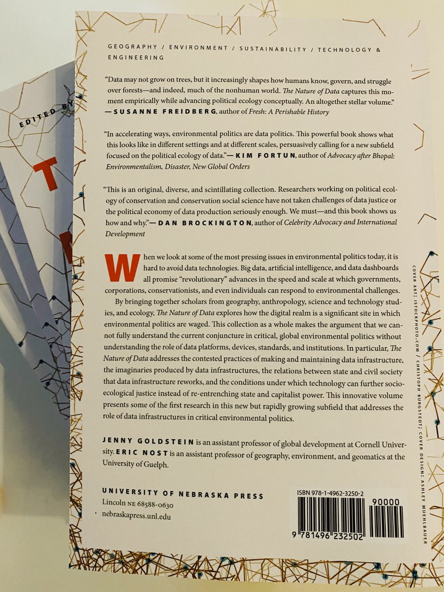 Jenny Goldstein (@jennyelaineg) on Twitter photo It’s here! The Nature of Data: Infrastructures, Environments, Politics w <a href="/ericnost/">Eric Nost</a> out in print. Order yours for Oct 1: nebraskapress.unl.edu/nebraska/97814…
Grateful to have included contributions by <a href="/lfalvarezleon/">Dr. Luis F. Alvarez León</a> <a href="/DrKarenBakker/">Karen Bakker</a> <a href="/JJABlair/">James J. A. Blair</a> <a href="/RebeccaLave/">Rebecca Lave</a> <a href="/hilaryfaxon/">Hilary Oliva Faxon</a> @Landstuff <a href="/ZeniaKish/">Zenia Kish</a> It’s here! The Nature of Data: Infrastructures, Environments, Politics w <a href="/ericnost/">Eric Nost</a> out in print. Order yours for Oct 1: nebraskapress.unl.edu/nebraska/97814…
Grateful to have included contributions by <a href="/lfalvarezleon/">Dr. Luis F. Alvarez León</a> <a href="/DrKarenBakker/">Karen Bakker</a> <a href="/JJABlair/">James J. A. Blair</a> <a href="/RebeccaLave/">Rebecca Lave</a> <a href="/hilaryfaxon/">Hilary Oliva Faxon</a> @Landstuff <a href="/ZeniaKish/">Zenia Kish</a>
