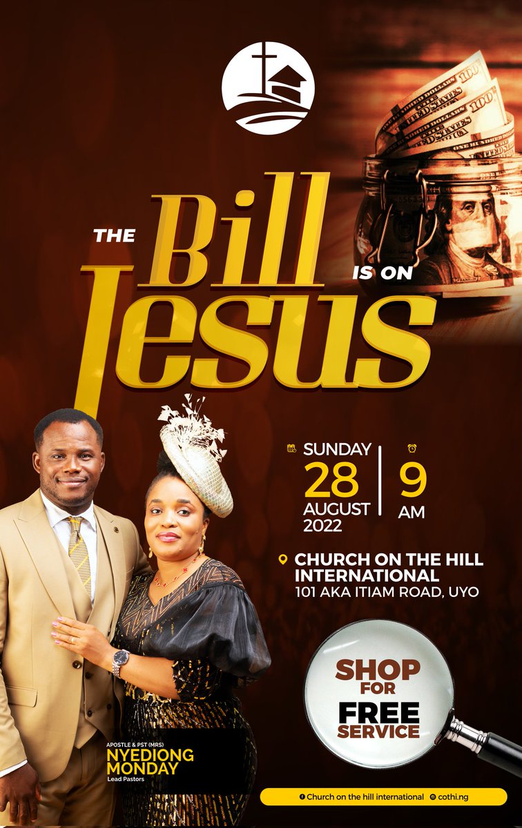 QueenAi001's tweet photo. You are my brothers/sisters and Friends, together we make our world.
Church on the Hill International, 101 Aka Itiam Road is pleased to invite you to a special event tagged "The Bill is on Jesus" and you are SHOPPING FOR FREE!!!.
#Bill_is_on_Jesus
#Shop_for_Free
#Cothi https://t.co/w5Mnw0AMOo