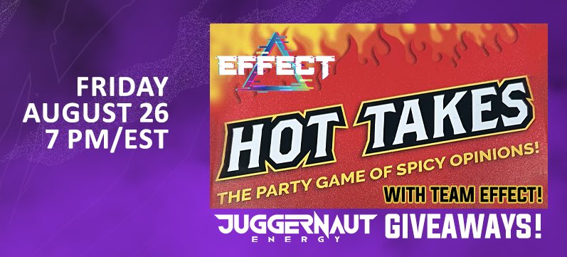 TeamEffect_WC's tweet photo. Join us this Friday for Hot Takes!
Come hang out with @BosnWifey @AzuraAnarchy @Lilypng_ @FrontDeskLadyy @UrGurlJessie and maybe a couple more from Team Effect!
Plus @Juggernaut giveaways!
#FeelTheEffect #WomensCoD https://t.co/ZgyVHdhZe0