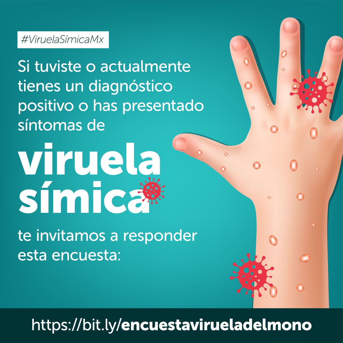 YaajMexico's tweet photo. Los resultados de esta encuesta en #MonkeyPox nos ayudarán a conocer posibles áreas de subregistro que las autoridades sanitarias no están reportando.
📄 https://t.co/24DZw4S4eR
✅Tus respuestas son confidenciales y anónimas.
👥Este es un esfuerzo comunitario desde Sociedad Civil https://t.co/nnqVAxdnsz