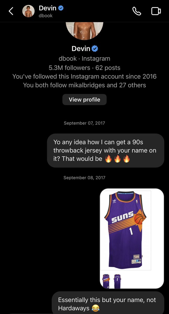 T_Wolf6's tweet photo. @Suns Worth the wait, I’m finally getting the jersey I’ve been begging for 😂 @DevinBook https://t.co/CXzGUOhJvr