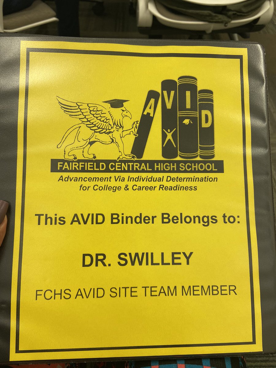 I spy with my AVID eye, our AVID Site Team meeting using their Binders to stay organized too! 🖤💛 #GriffinsUnite #AVIDSchoolwide