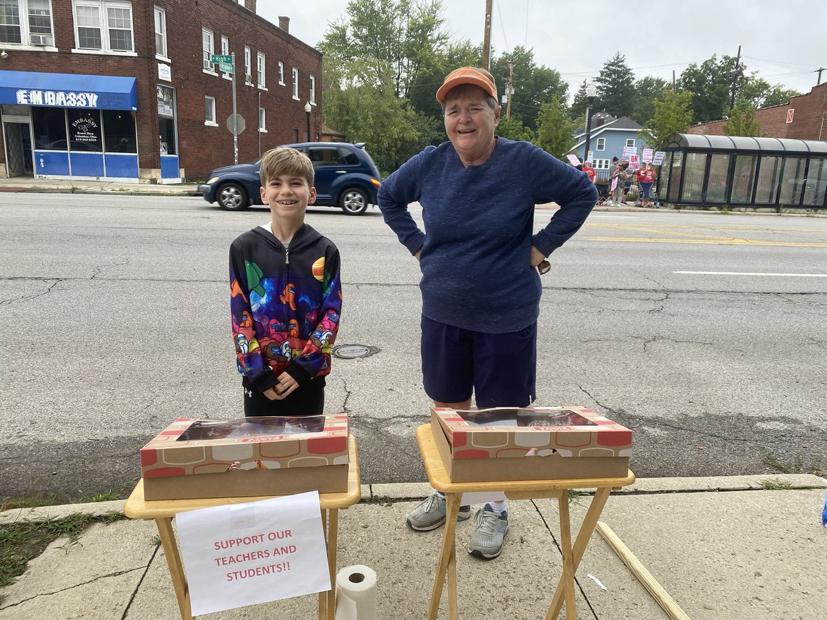 My mom and son showing some support to our Columbus City School teachers. #trustteachers