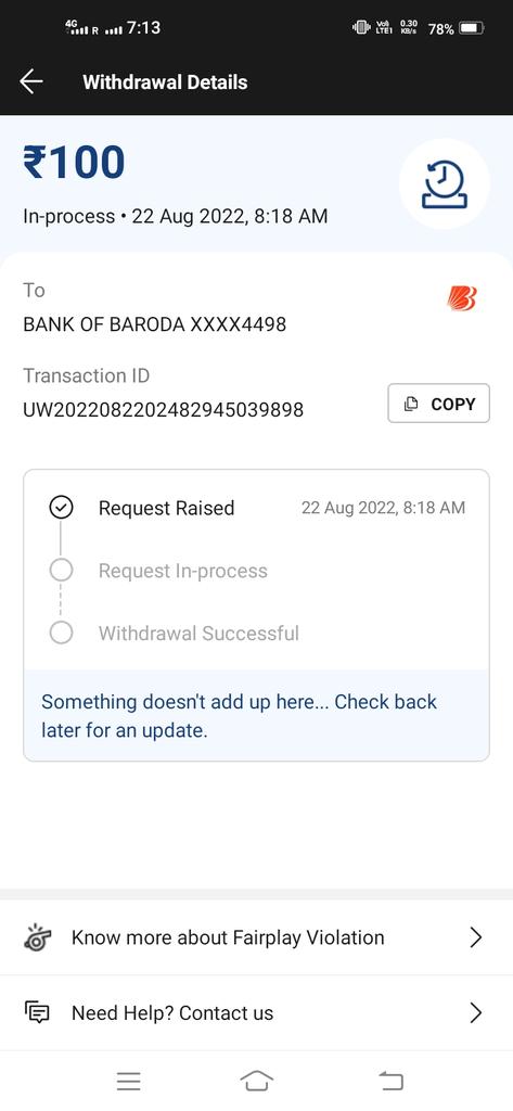 MrRavan2328's tweet photo. @Dream11 i can't receive my withdrawal money since 1 days. Plz help me... https://t.co/ioBY2KUX5e