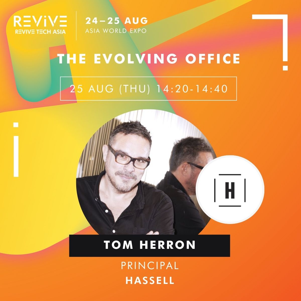 HASSELL_Studio's tweet photo. Catch Principal Tom Herron talking about the evolving office at #revivetechasia this week.
#workplacedesign #evolvingoffice #hongkong #reviveasia https://t.co/z4NJDOXZHR