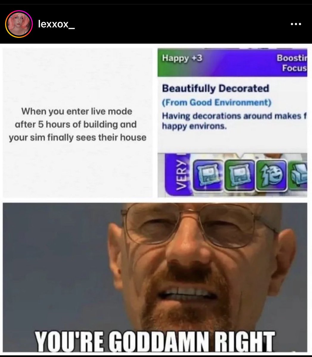 Jarnard's tweet image. It’s a great feeling when my sims recognizes my efforts of making their home feel like a home. 💀 #sims4 #thesims4