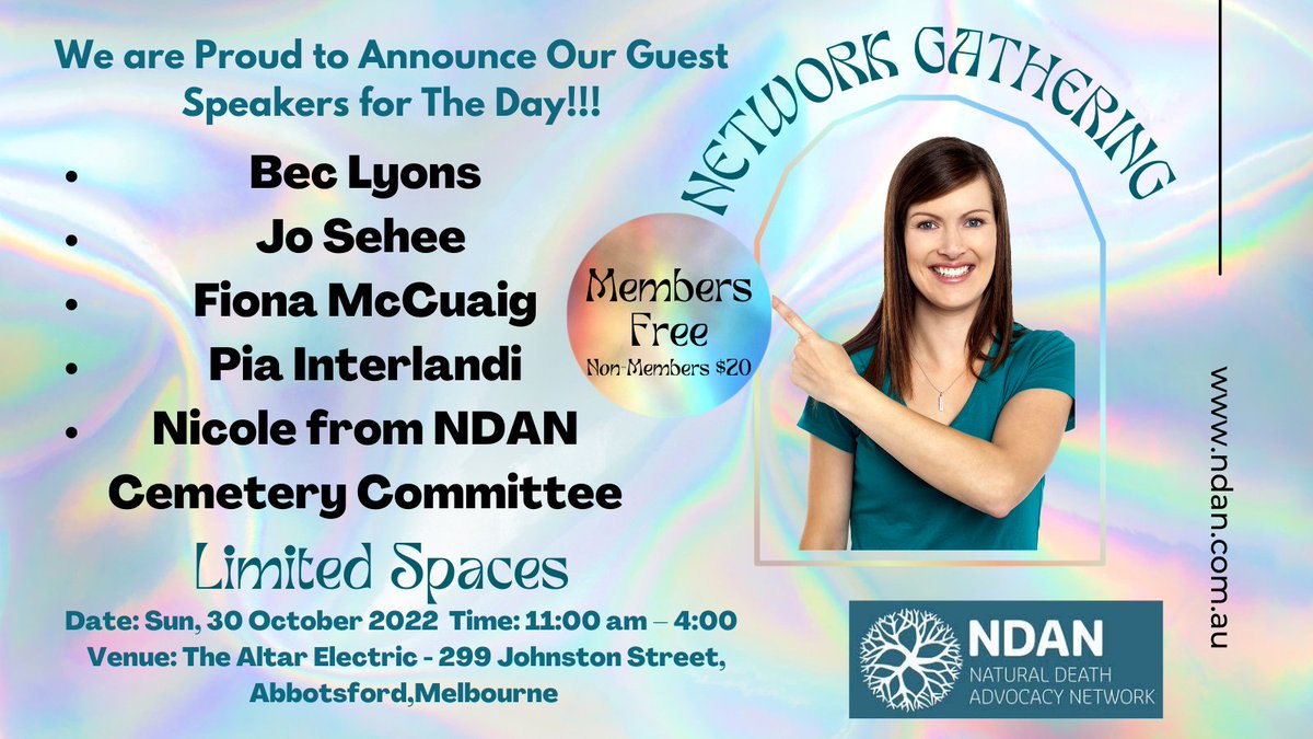 NaturalDeathAN's tweet photo. October Gathering Reminder. Guest Speakers and more!
Open to NDAN Members and Non Members. Register now, Limited Spaces available.
Register Your Attendance through our Events Page
https://t.co/U9loBA6Cxk https://t.co/JAPY16pqP4