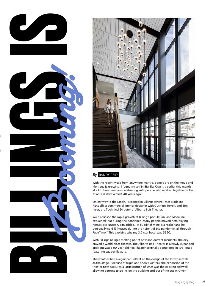 mlrandolfi021's tweet photo. Be sure to read up on this month’s issue of @dl_onlinemag, featuring @AlbertaBair - a local Billings project! https://t.co/UF9krdDom7