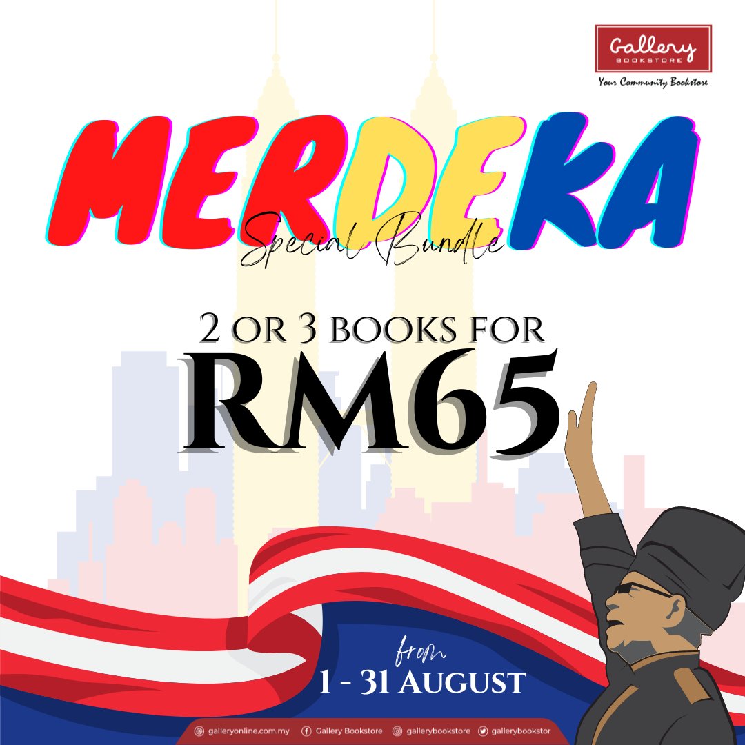 HURRY WHILE STOCK LASTS
Merdeka Special Bundle has been up for nearly the whole month. 
Visit our website galleryonline.com.my to learn more. 

Our official Shopee marketplace shopee.com.my/gallerybooksto…
#gallerybookstore #merdekasales #malaysiaindependenceday #bookstore