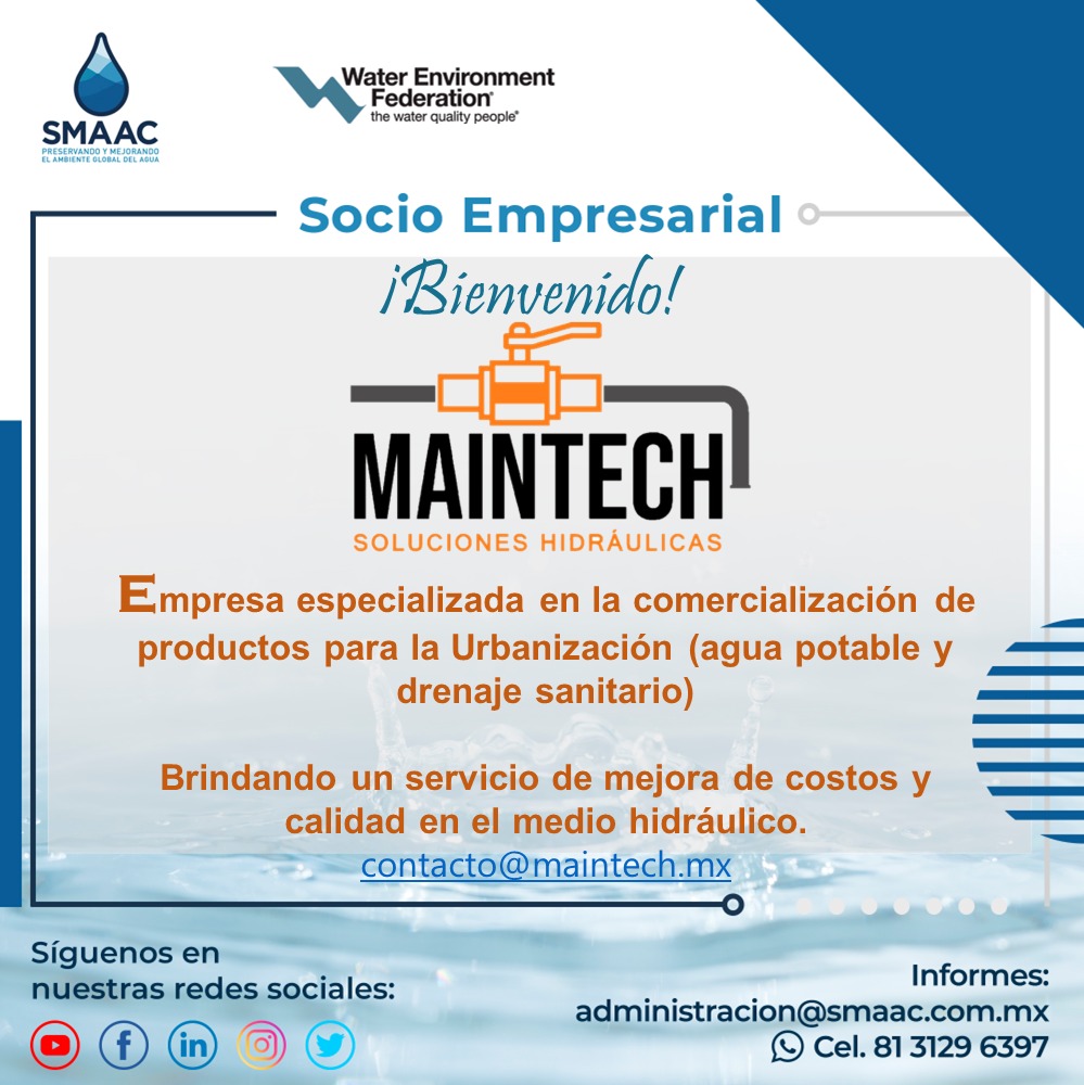 MaintechH's tweet photo. Es un placer formar parte de la SMAAC Sociedad Mexicana de Aguas, A.C. 💦 https://t.co/5h3Vq847dV