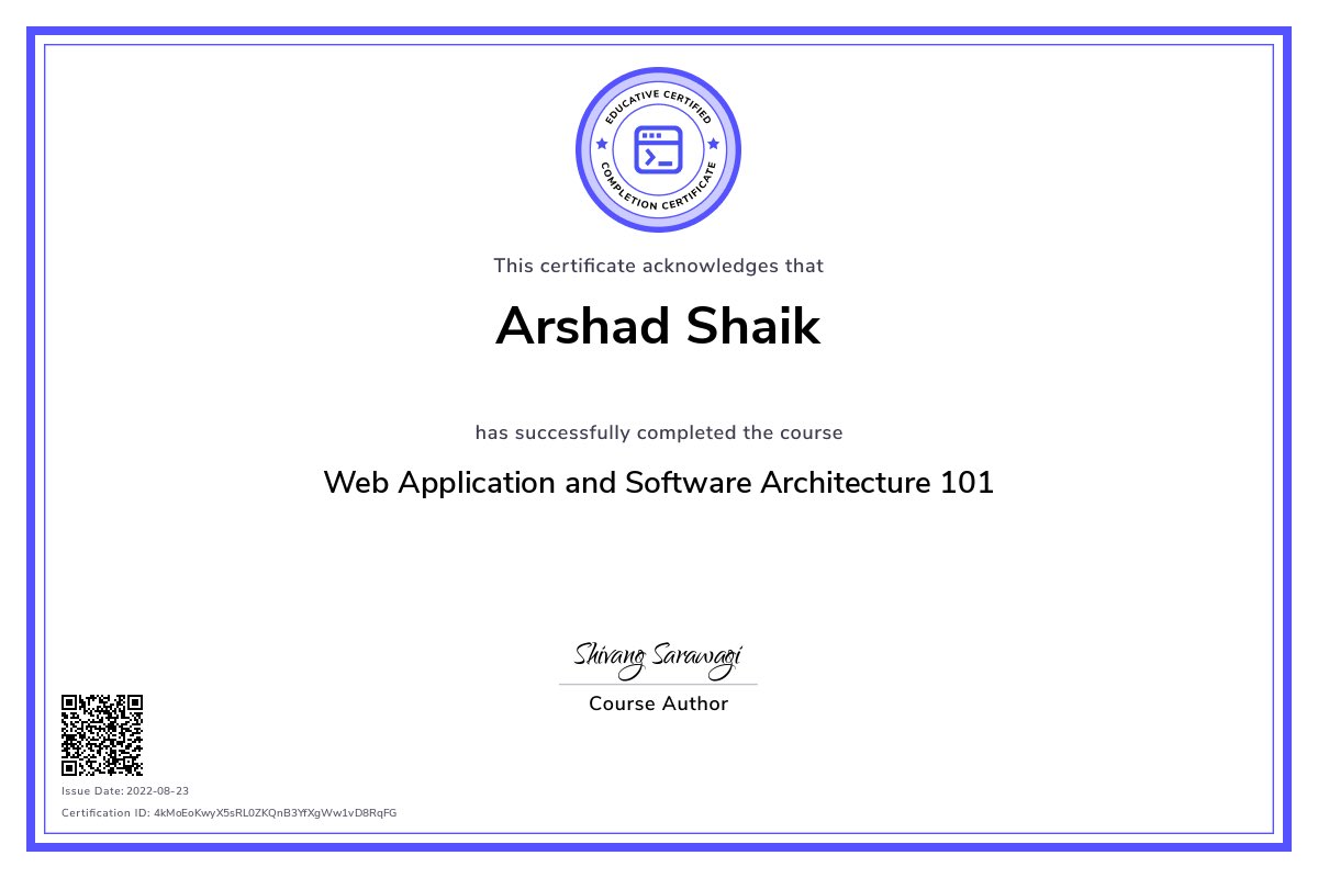 evercoolarshad's tweet photo. Completed this amazing course. It focussed on the  fundamentals, terminology and best use cases. 
#educative #shivangsarawgi https://t.co/pIyq6H2qbL