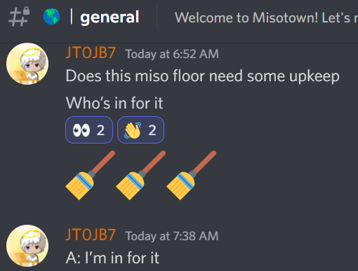YouMakeMiSo's tweet photo. 🧹MISO SWEEP ALERT🧹Woke up to @capeannhero79 and @iamiojen doing alittle coordinated sweep on MISOs 🫡 

We have to say this out loud, we have THE BEST community members out there 🫂😭 WE LOVE YOU GUYS!❤️

#NFT #NFTcommunity #NFTproject #nftcollector #ymms #miso https://t.co/DaK8S6OvFn