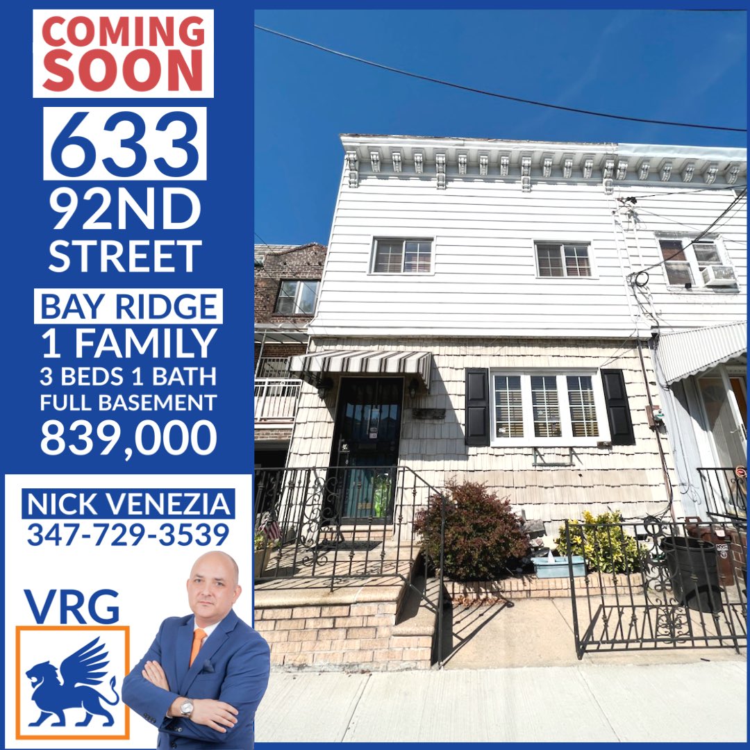 NCVrealty's tweet photo. Coming soon in #bayridge is this 🔥hot priced to sell 1 family home with 3 beds 1 bath and full basement. Prime location close to everything. Contact me for more information this will hit market next week. 347-729-3539 Call if you thinking of selling now is time! https://t.co/oCjQ0sTUyE