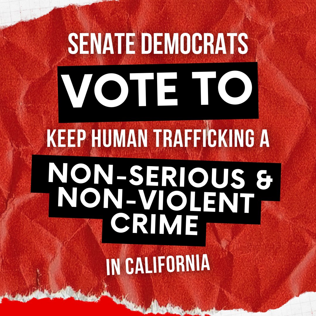 NEW: All Senate Democrats just voted against Senator <a href="/ShannonGroveCA/">Senator Shannon Grove</a>'s amendment to make Human Trafficking a serious and violent crime in CA. 

You. Can't. Make. This. Up.