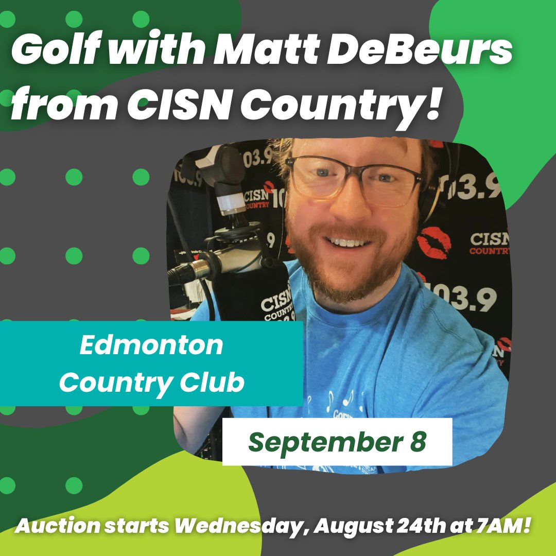 CMHA Edmonton (@edmontoncmha) on Twitter photo We have <a href="/MattDeBeurs/">Matt DeBeurs</a> from <a href="/CISNCountry/">CISN Country 103.9</a> coming out to the Mental Health Classic and here is your opportunity for you and three friends to join him on the green! Auction goes live Wednesday, August 24th on Facebook at 7:00AM. Have your bids ready and may the best golfer win! We have <a href="/MattDeBeurs/">Matt DeBeurs</a> from <a href="/CISNCountry/">CISN Country 103.9</a> coming out to the Mental Health Classic and here is your opportunity for you and three friends to join him on the green! Auction goes live Wednesday, August 24th on Facebook at 7:00AM. Have your bids ready and may the best golfer win!