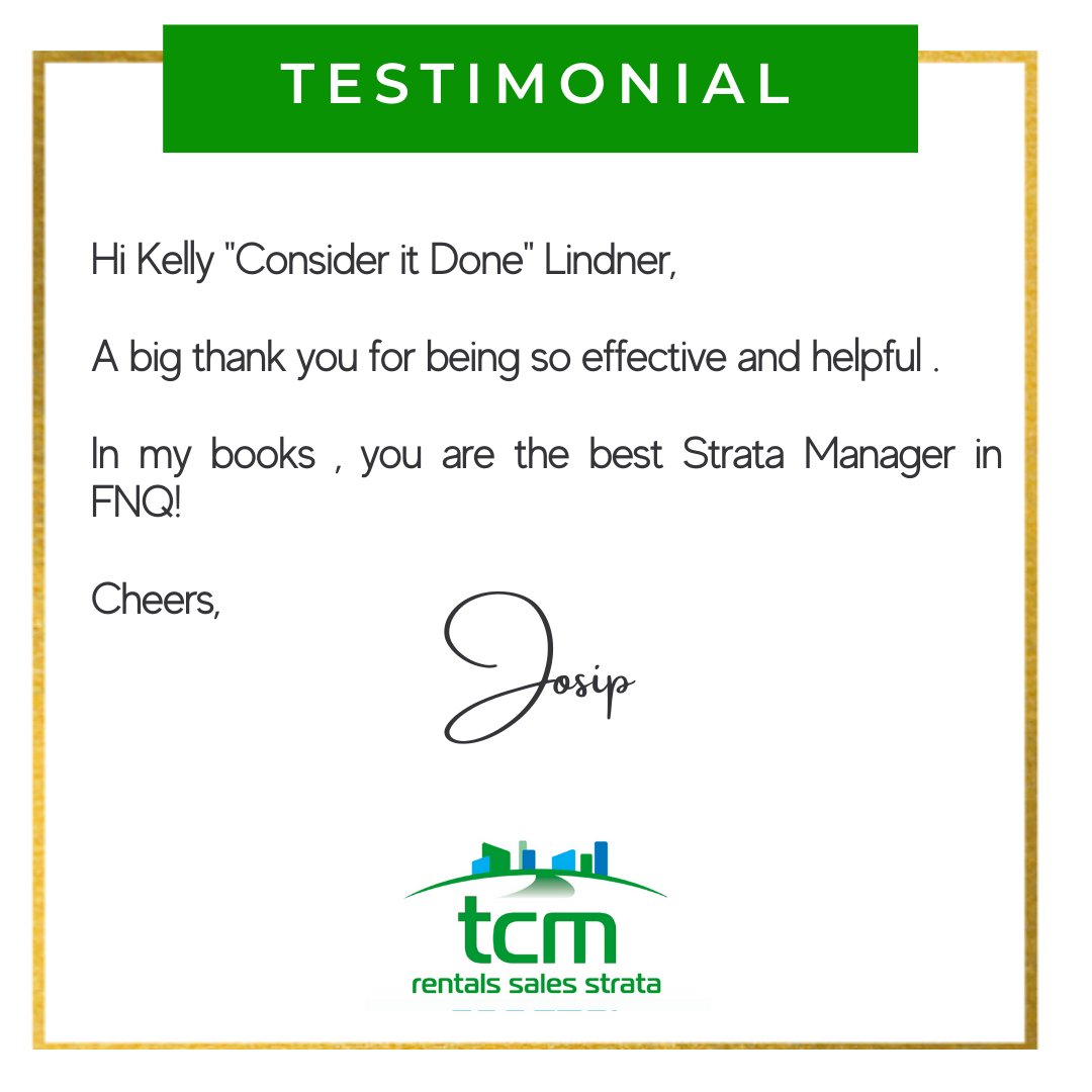 TCMRentalsSales's tweet photo. Tuesday Testimonials 💙 It warms our hearts to receive such positive feedback from our clients. Well done Kelly "Consider it Done" Lindner 👩‍🔧#testimonialtuesday https://t.co/o7w4eEjnf5